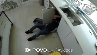 Veľký péro listy do tesný brunetka mačička